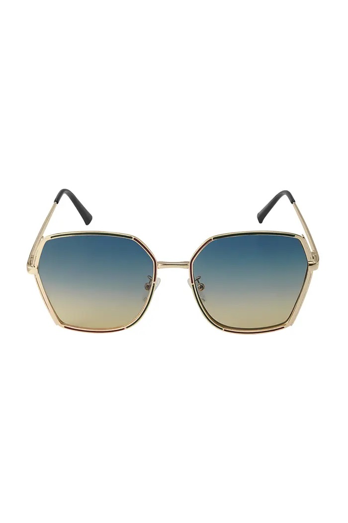 Getönte XXL Sonnenbrille mit Tönung, Trendige Sonnenbrille mit goldfarbenem Rahmen und Farbverlaufglas für einen modernen, ausdrucksstarken Look