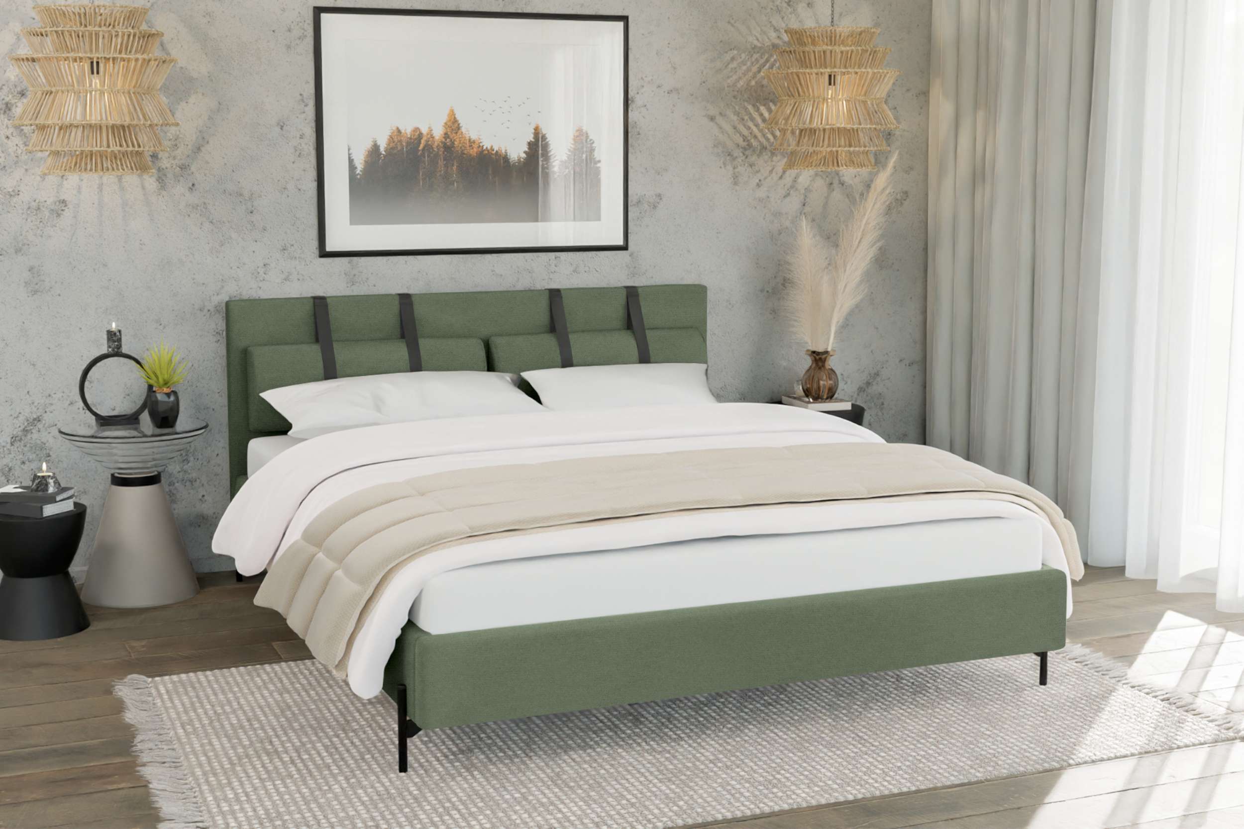 99rooms Stella Polsterbett 140x200 cm Velours ELEMENT Minze