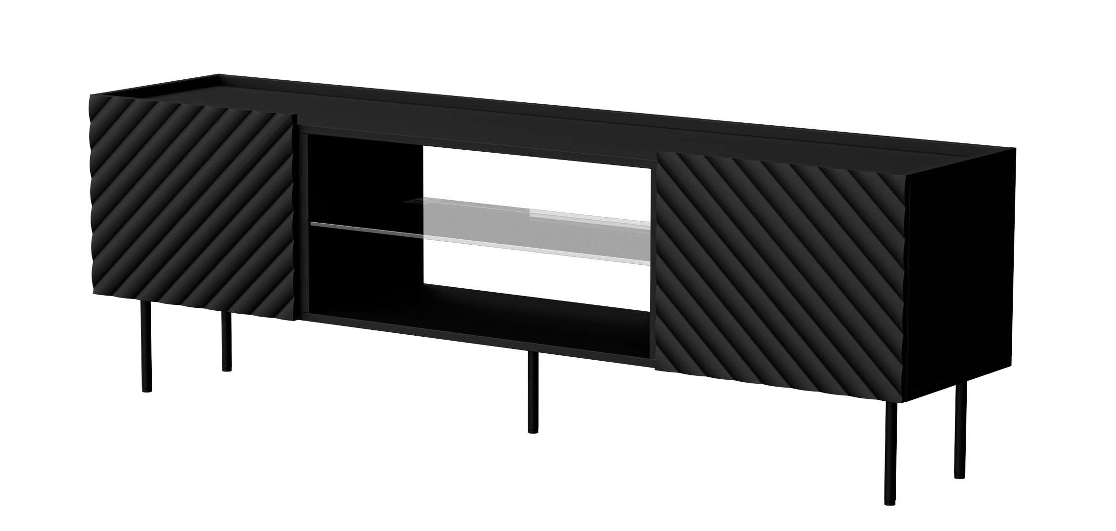 99rooms Luzia Lowboard Schwarz Matt ohne Kamin