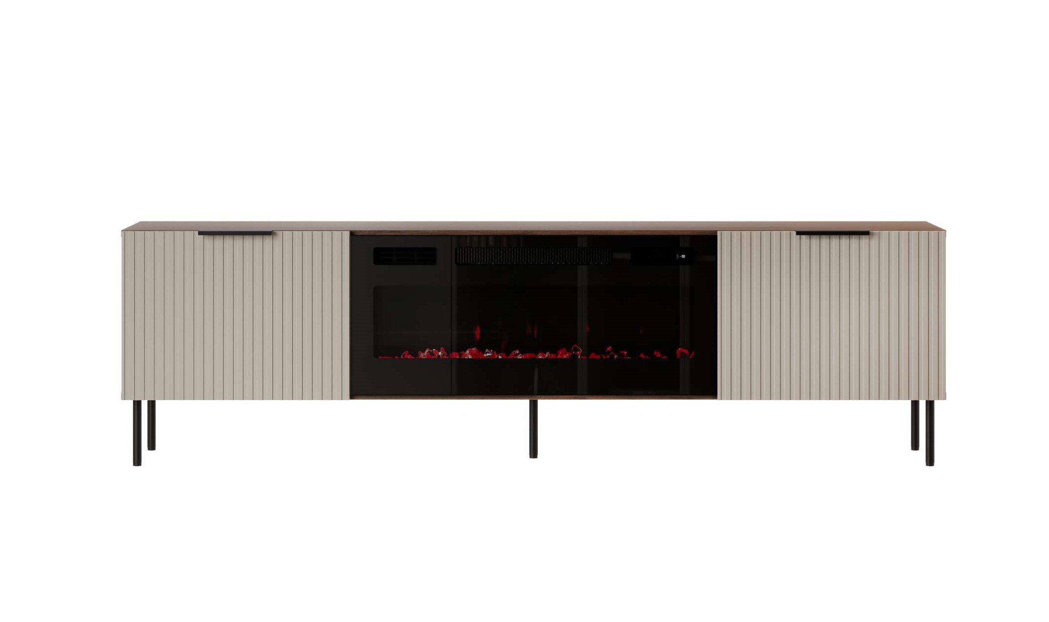 99rooms Amela Lowboard Walnuss Kaschmir mit Kamin