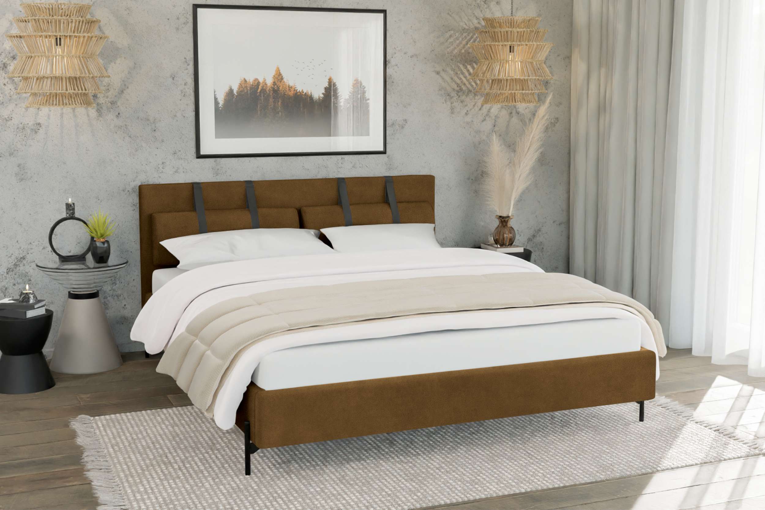 99rooms Stella Polsterbett 140x200 cm Kunstwildleder ZARIA Terracotta