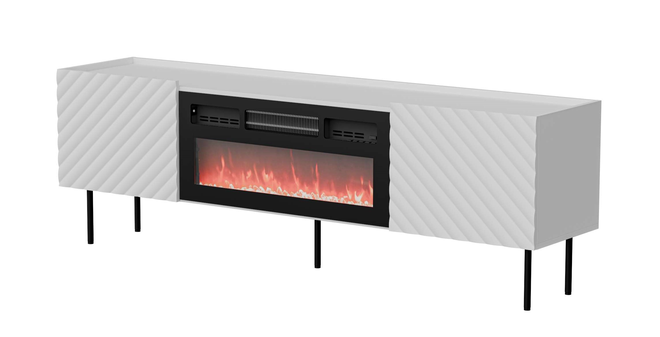 99rooms Luzia Lowboard Weiß Matt mit Kamin