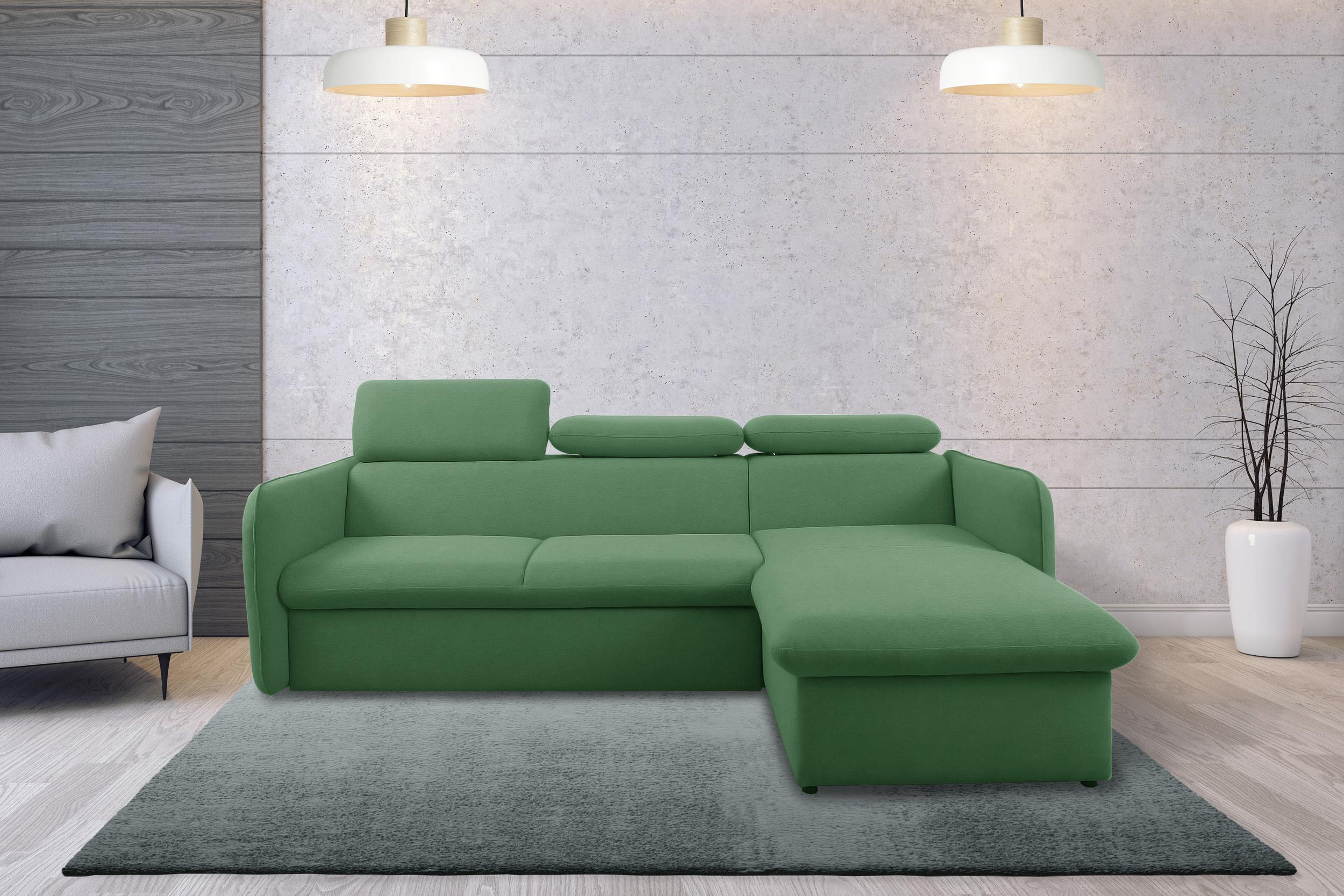 99rooms Amerigo Ecksofa Rechts Wasserdichtes Velours Minze