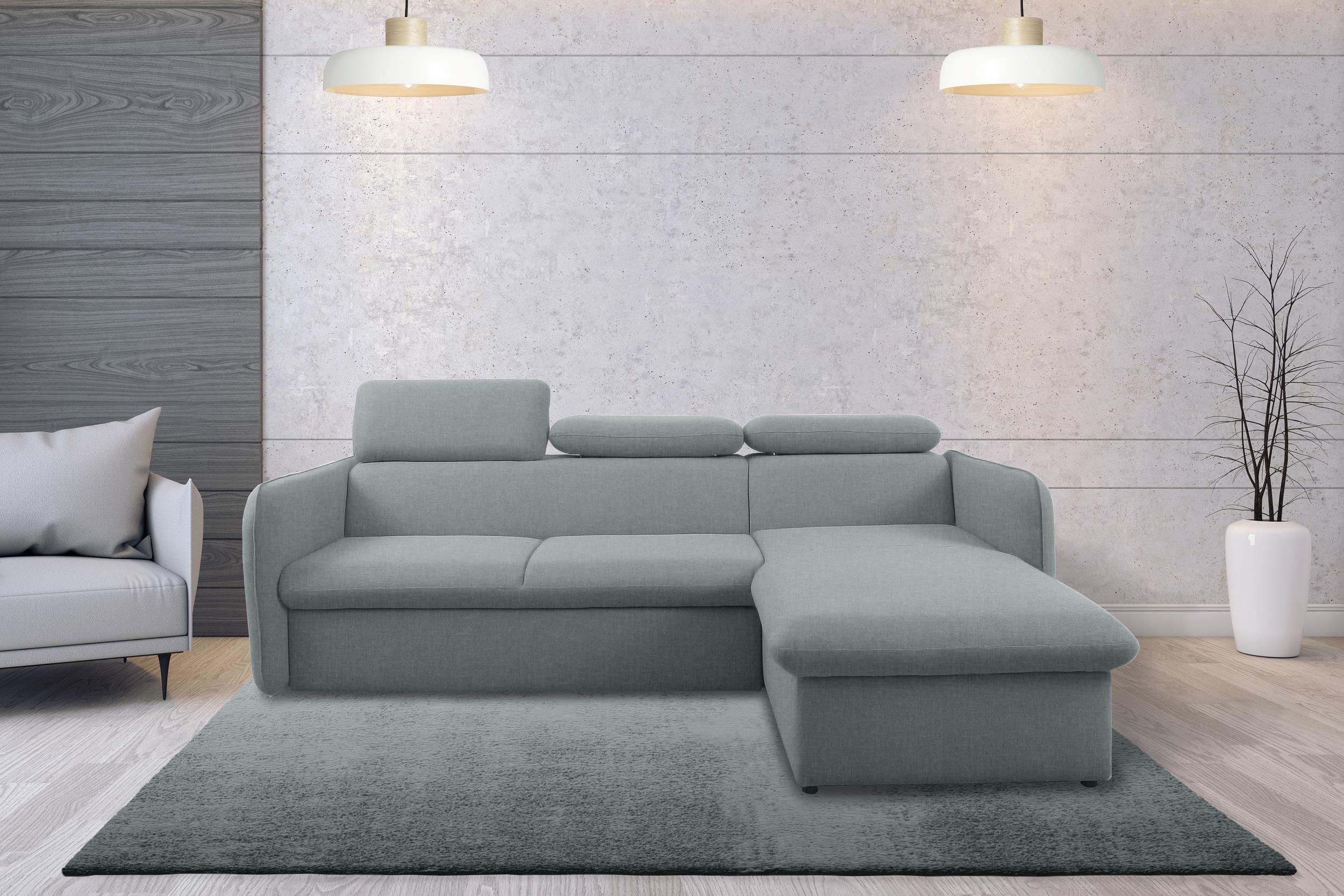 99rooms Amerigo Ecksofa Rechts Strukturstoff Grau