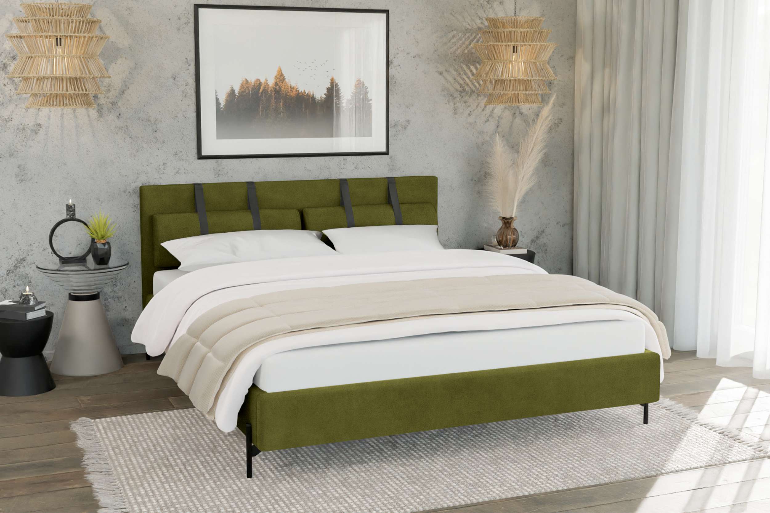 99rooms Stella Polsterbett 180x200 cm Kunstwildleder ZARIA Olive