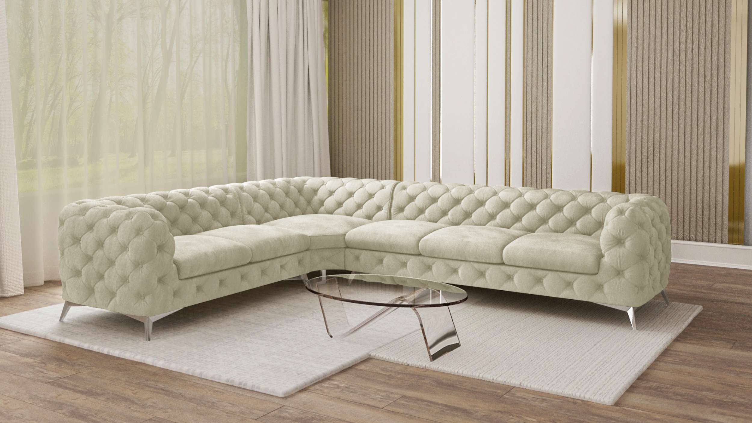 99rooms Hawana Ecksofa Kunstleder CAYENNE Champagner Links