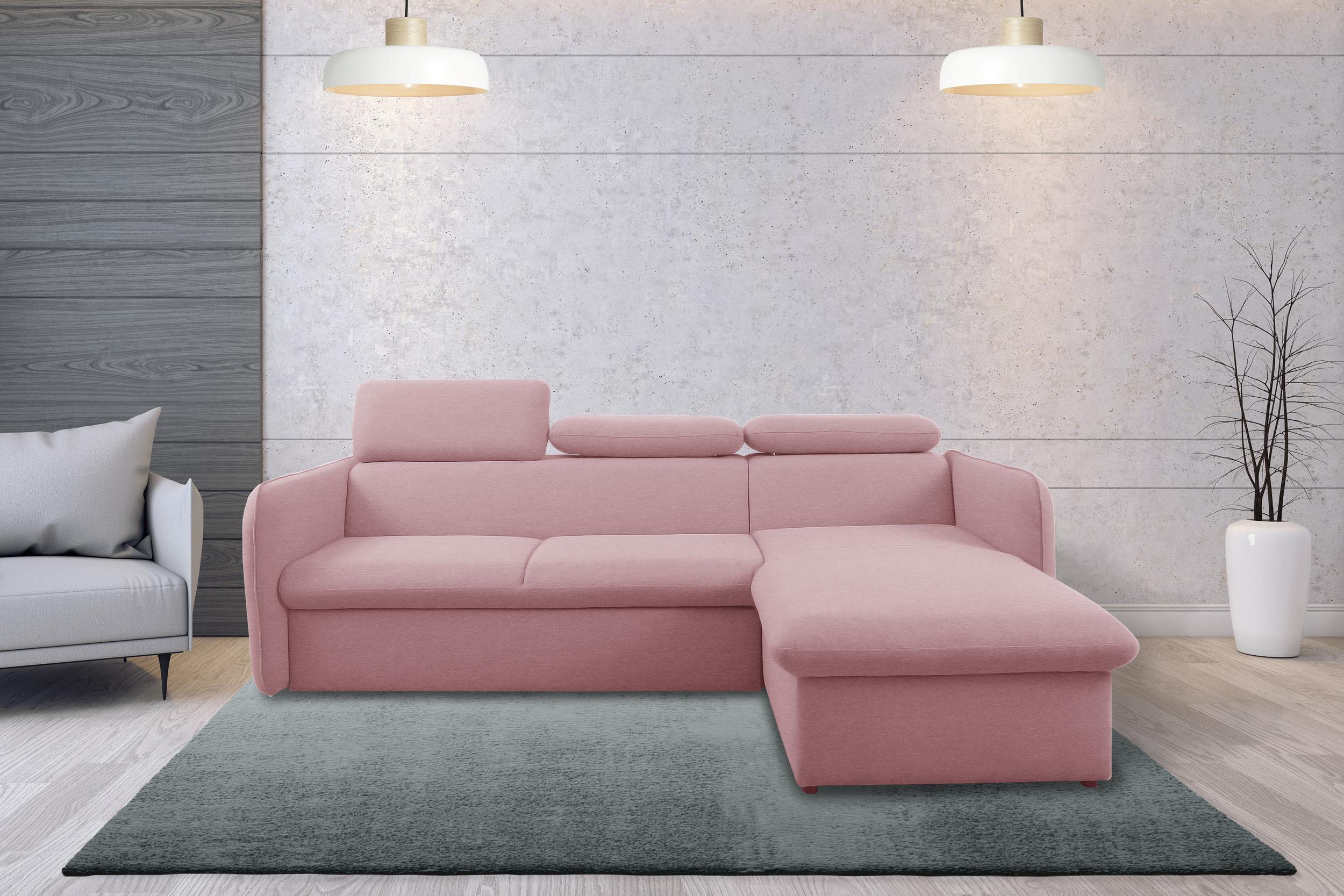99rooms Amerigo Ecksofa Rechts Plüsch Rosa