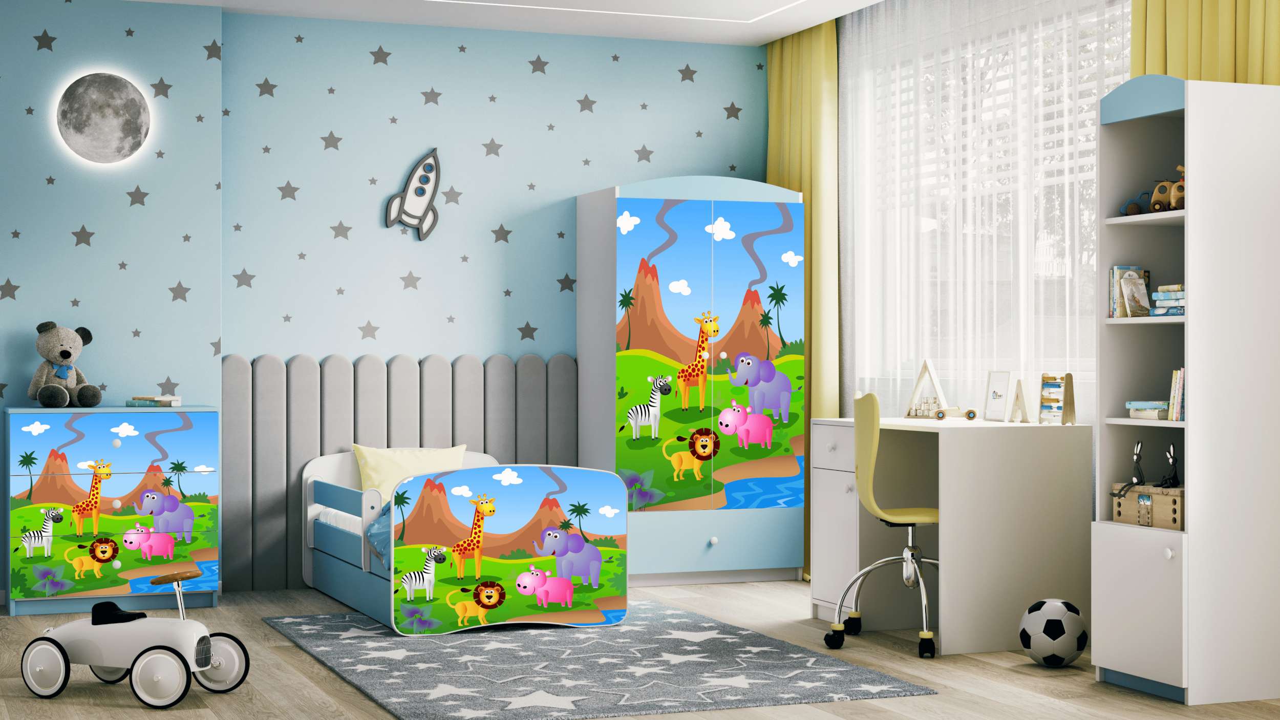 99rooms Dreams XXX Kinderzimmer-Set Weiß Hellblau 80x180 cm