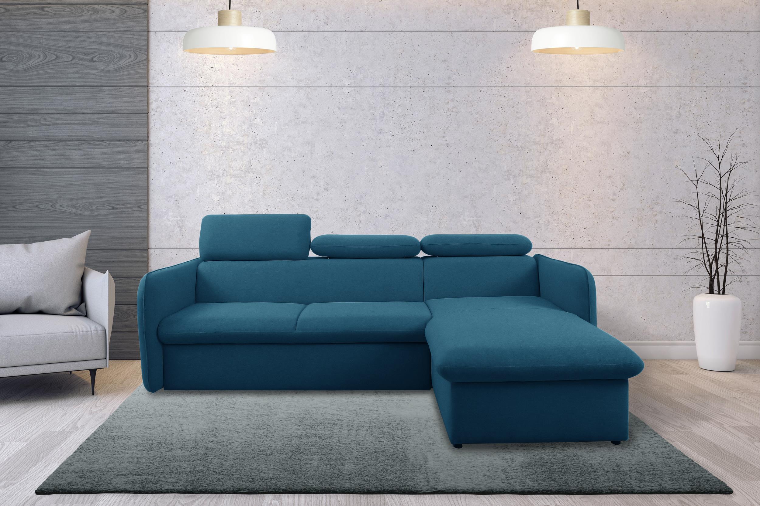 99rooms Amerigo Ecksofa Rechts Wasserdichtes Velours Dunkelgrau