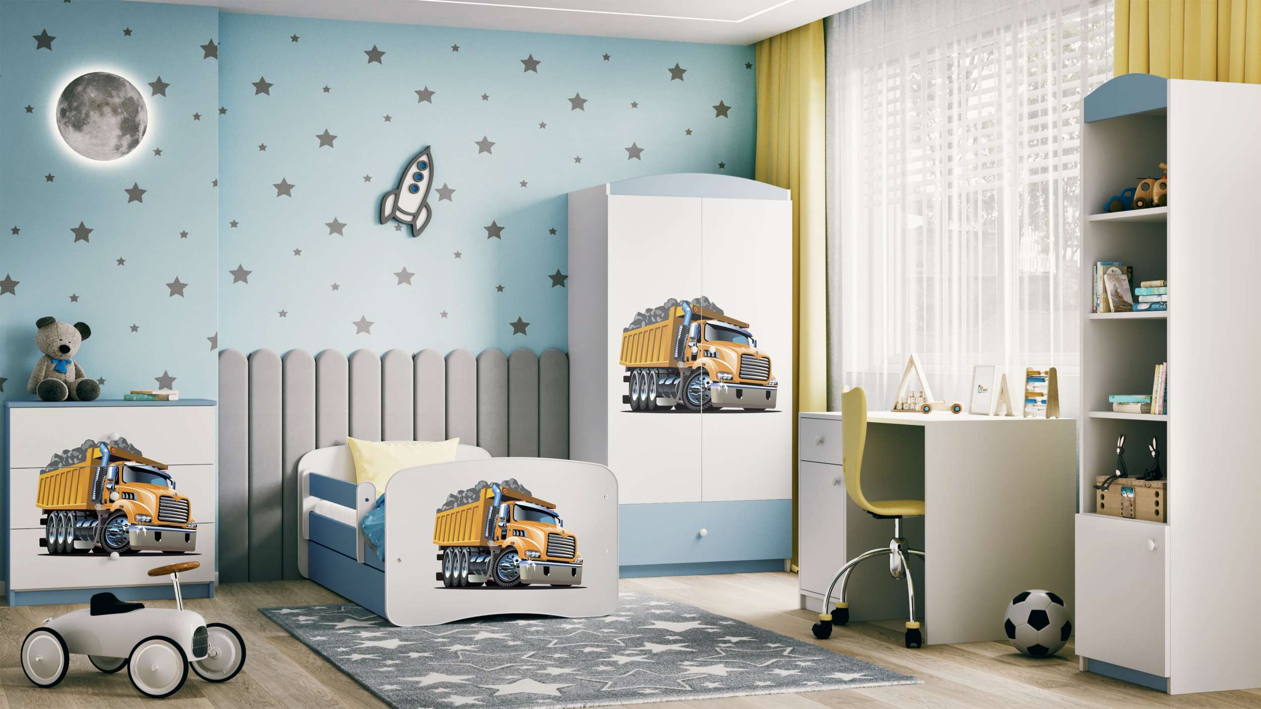99rooms Dreams Motiv XI Kinderzimmer-Set Weiß Hellblau 70x140 cm