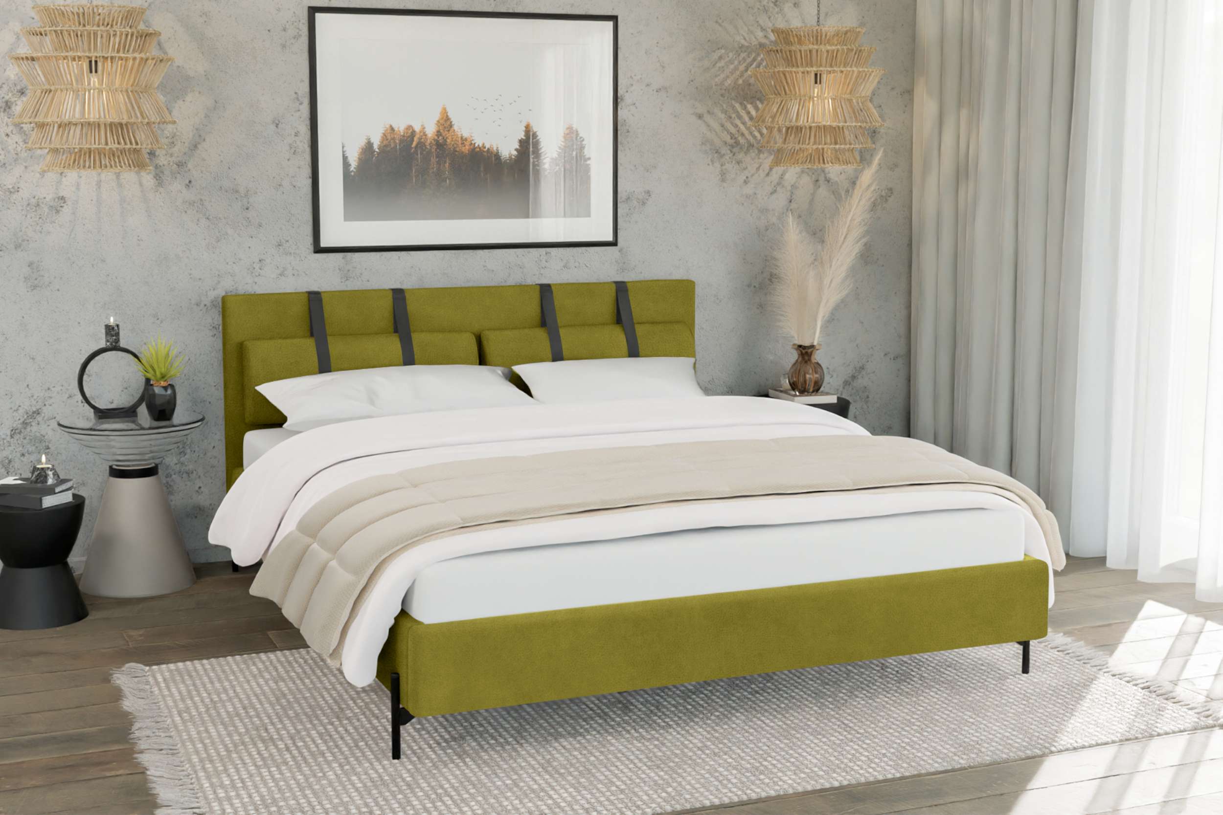 99rooms Stella Polsterbett 140x200 cm Kunstwildleder ZARIA Hellgrün