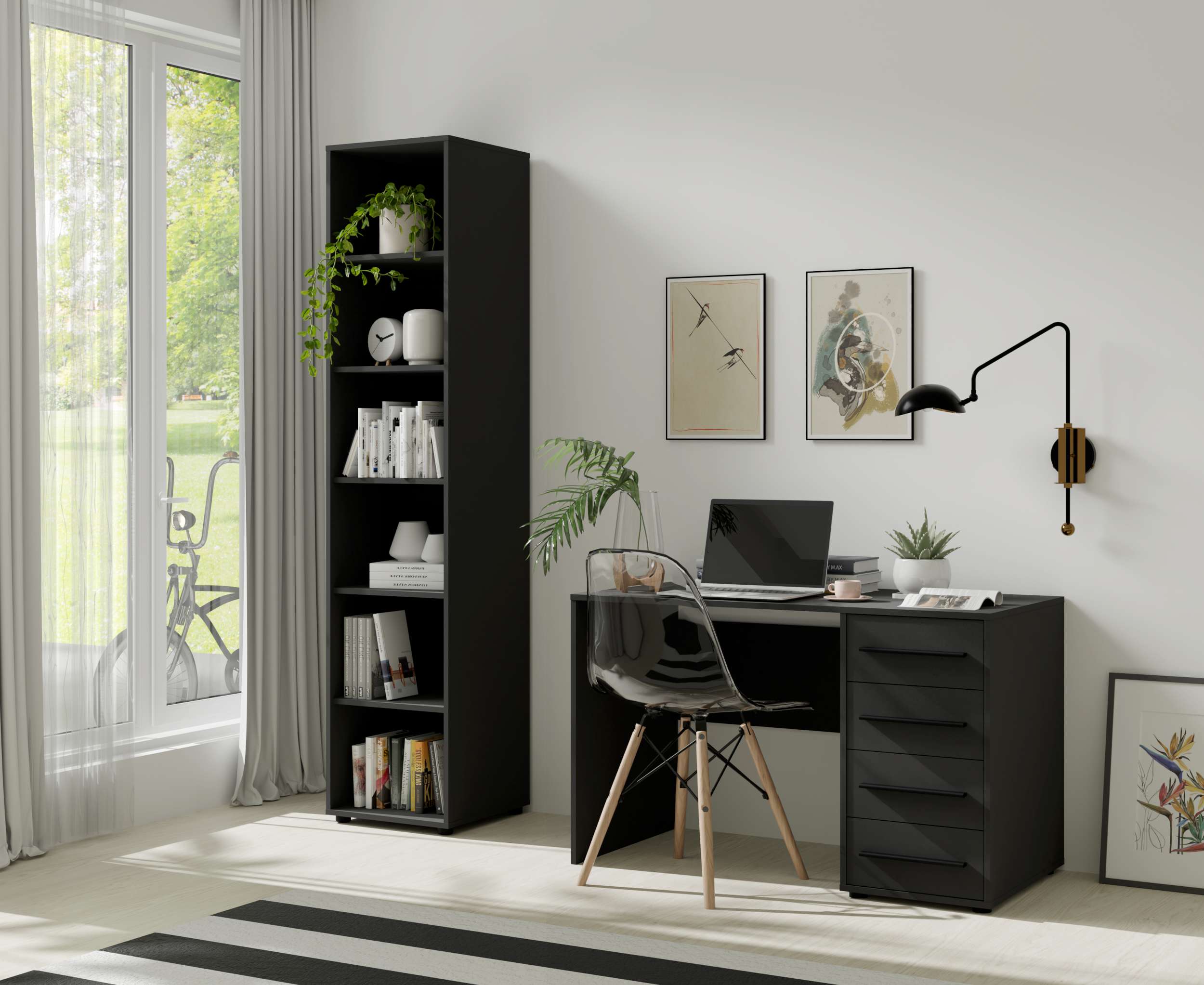 99rooms Maksikore Kinderzimmer-Set Schwarz Matt Schwarz