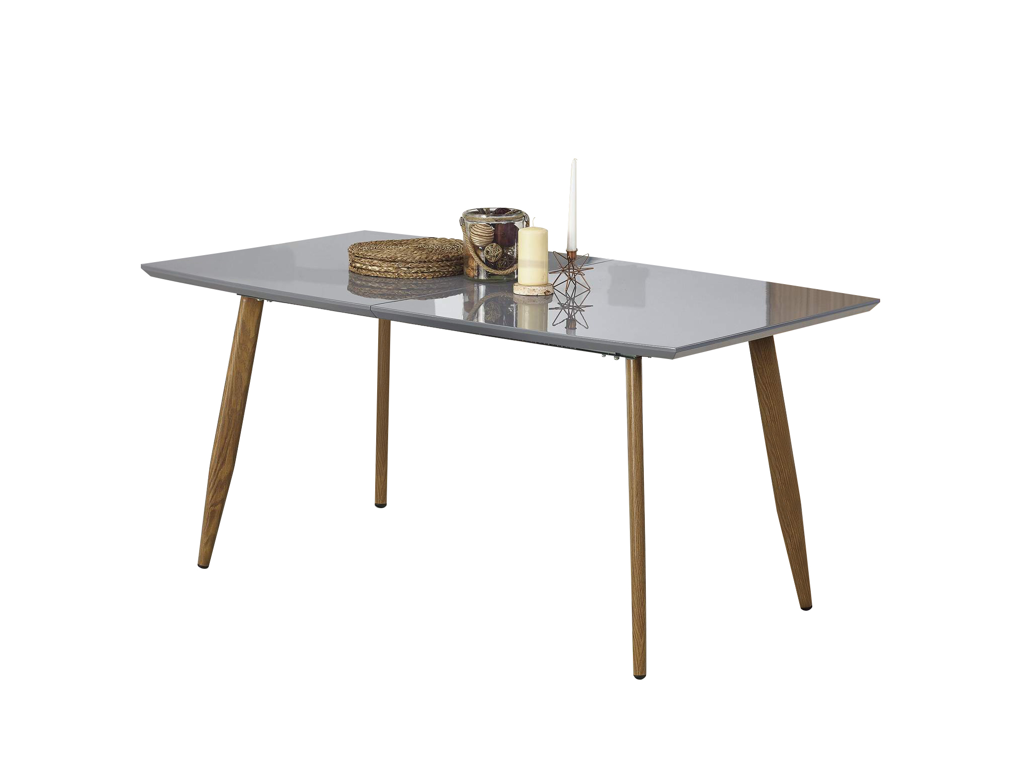 99rooms Ruten Ausziehtisch 76x90x160-200 Grau Eiche