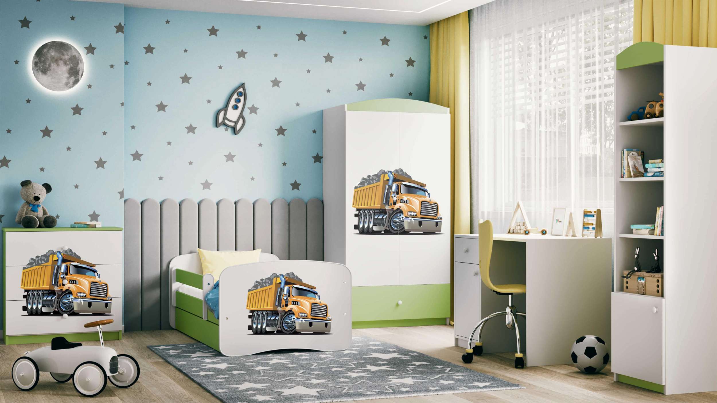 99rooms Dreams Motiv XI Kinderzimmer-Set Weiß Hellgrün 80x180 cm