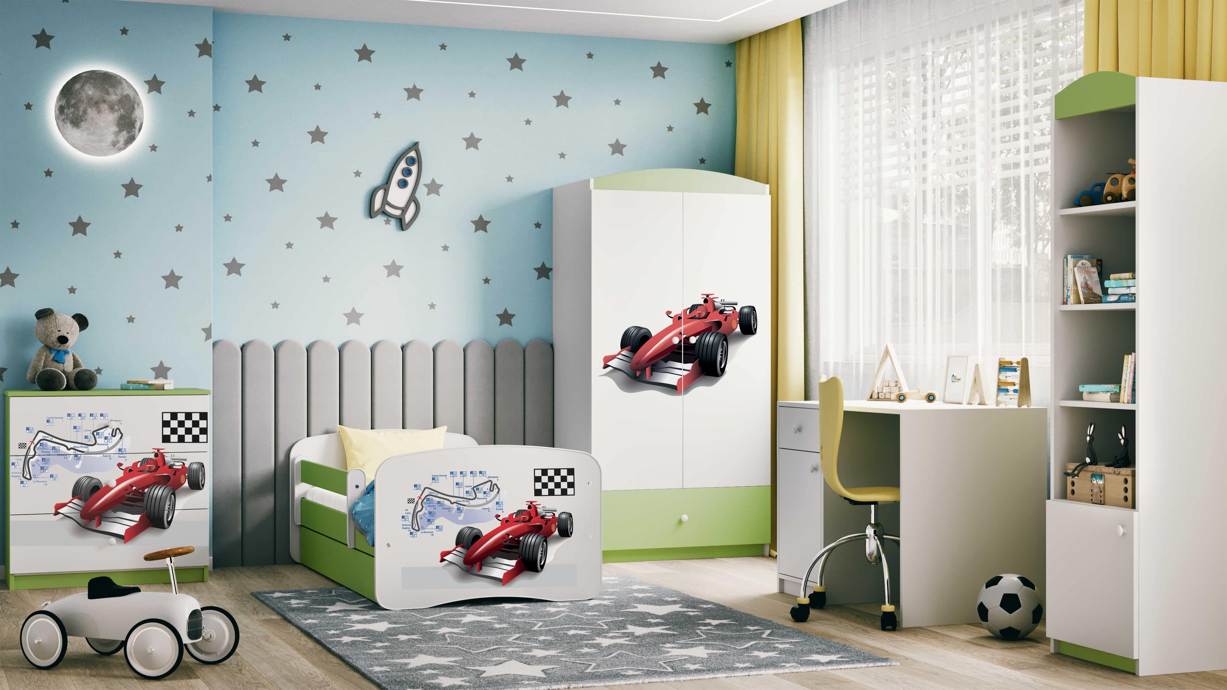 99rooms Dreams Motiv VII Kinderzimmer-Set Weiß Hellgrün 70x140 cm