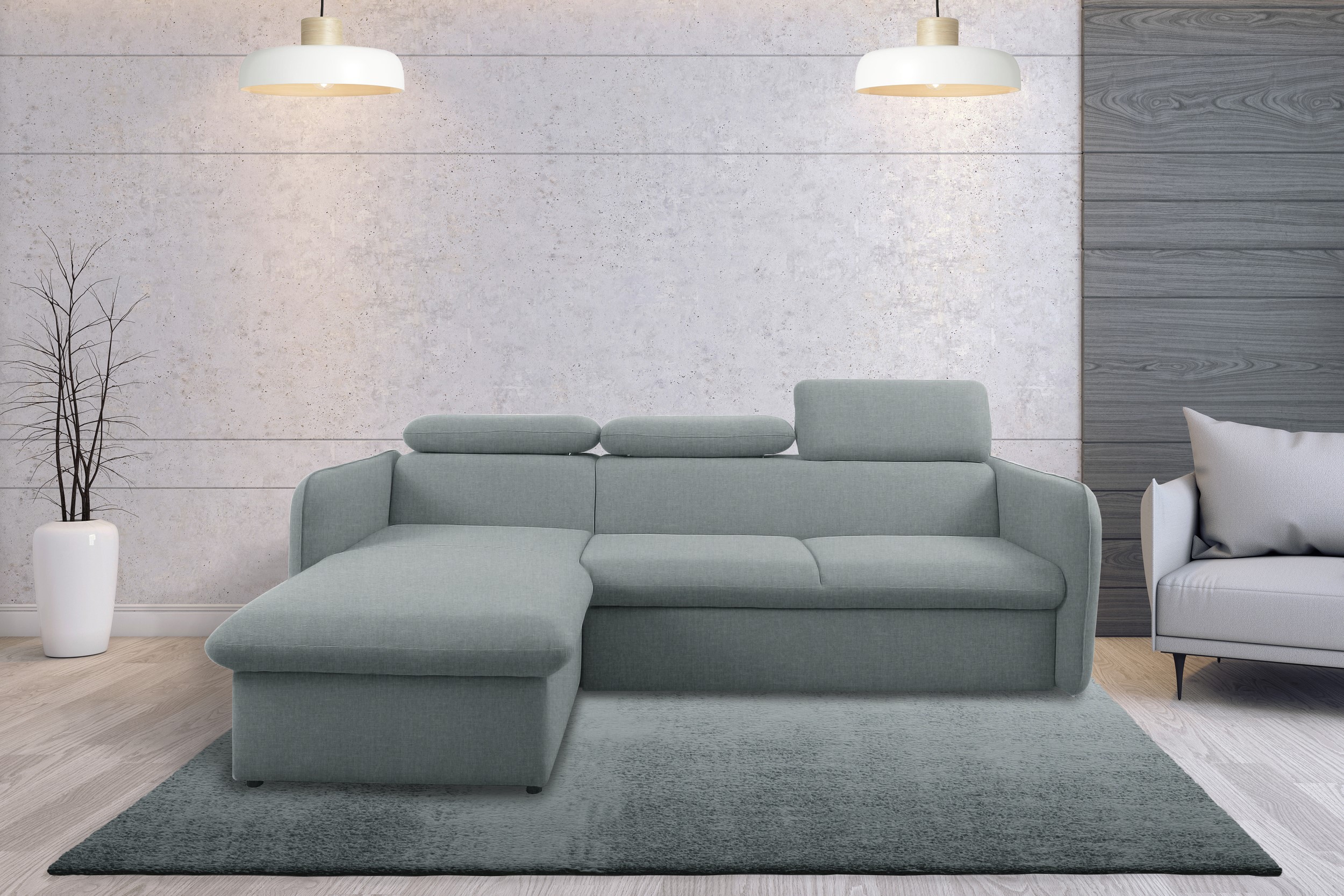 99rooms Amerigo Ecksofa Links Strukturstoff Grau