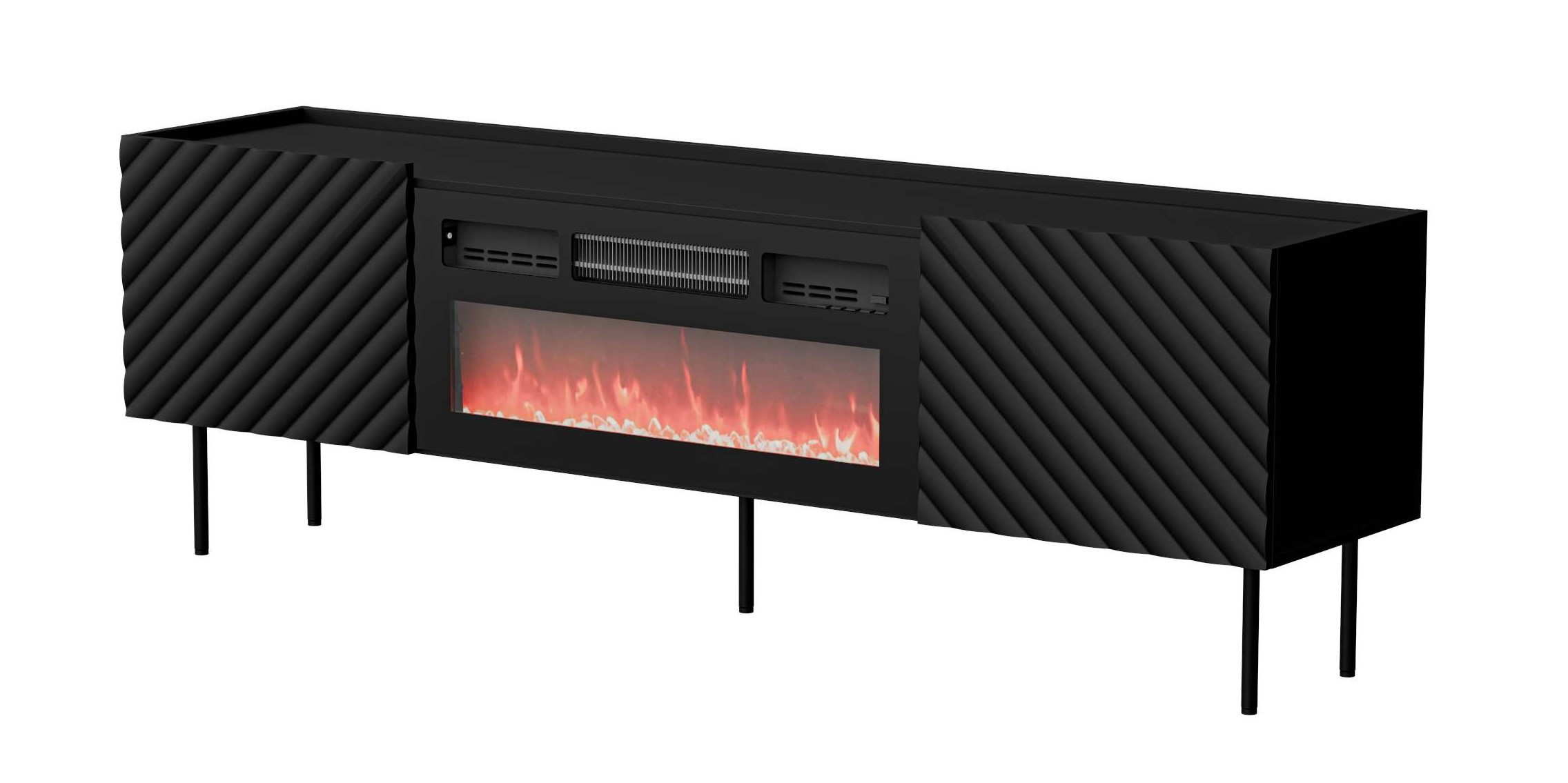 99rooms Luzia Lowboard Schwarz Matt mit Kamin