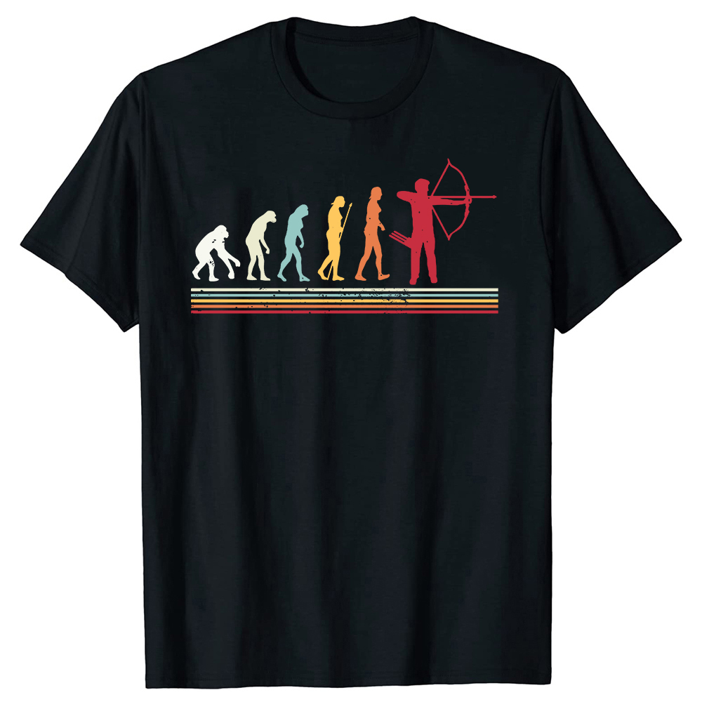 Funny Evolution Archery T Shirts Summer Hunting Bow Arrows Archer Graphic Cotton Streetwear Birthday Gifts T-shirt