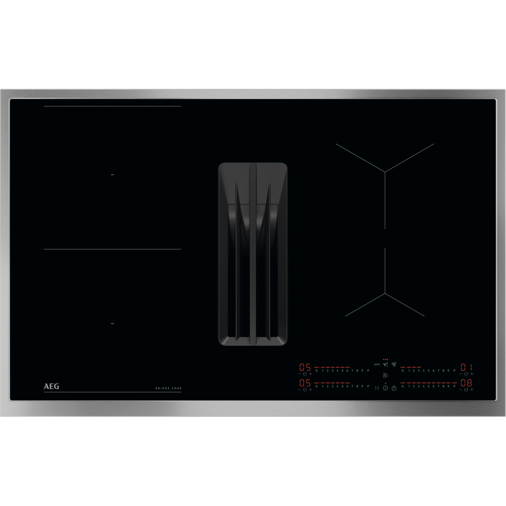 AEG Autarkes Kochfeld mit integriertem Dunstabzug / Muldenlüfter / Abluft / Abluft oder Umluft / 83cm TH84CB0FRB
