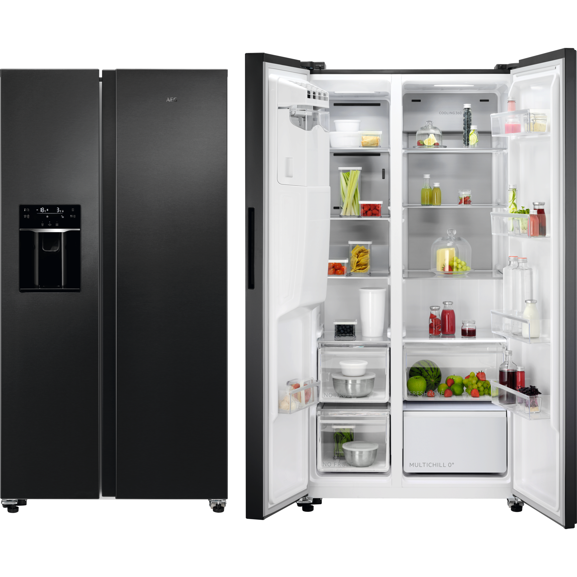 AEG 9000 MultiChill 0° / Side by Side Kühlschrank / 1770 mm / 572 L / NoFrost ORX9V351DB