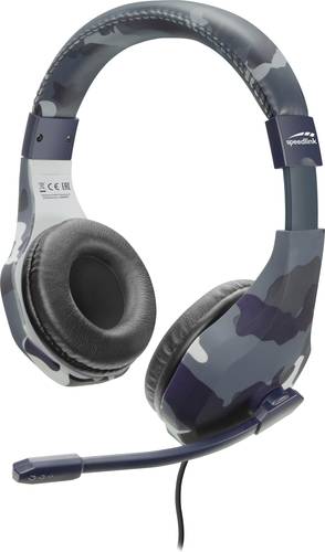 SpeedLink RAIDOR Gaming Over Ear Headset kabelgebunden Stereo Camouflage Blau Fernbedienung, Lautst�