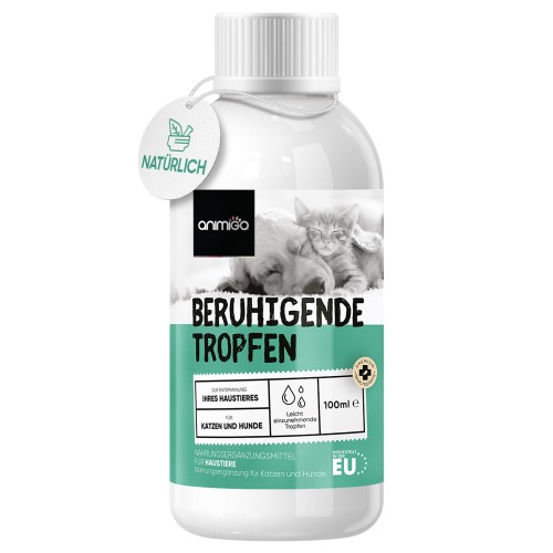Beruhigungsmittel Hund & Katze - 100ml Tropfen - Natürliche Calming Aid für aufgeregte und ängstliche Katzen und Hunde.