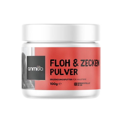 Zecken & Flohschutz Hund & Katze - 100g Pulver - Zecken Abwehr & flohschutz bei Katzen und Hunden - Animigo