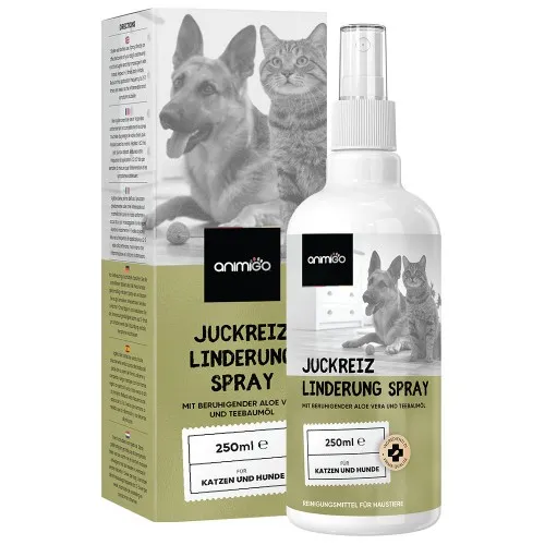 Juckreizlinderung - 250ml Spray - für Hunde & Katzen ständig kratzende, trockene & juckende Haut - Natürliches Hautpflegespray für Hunde & Katzen