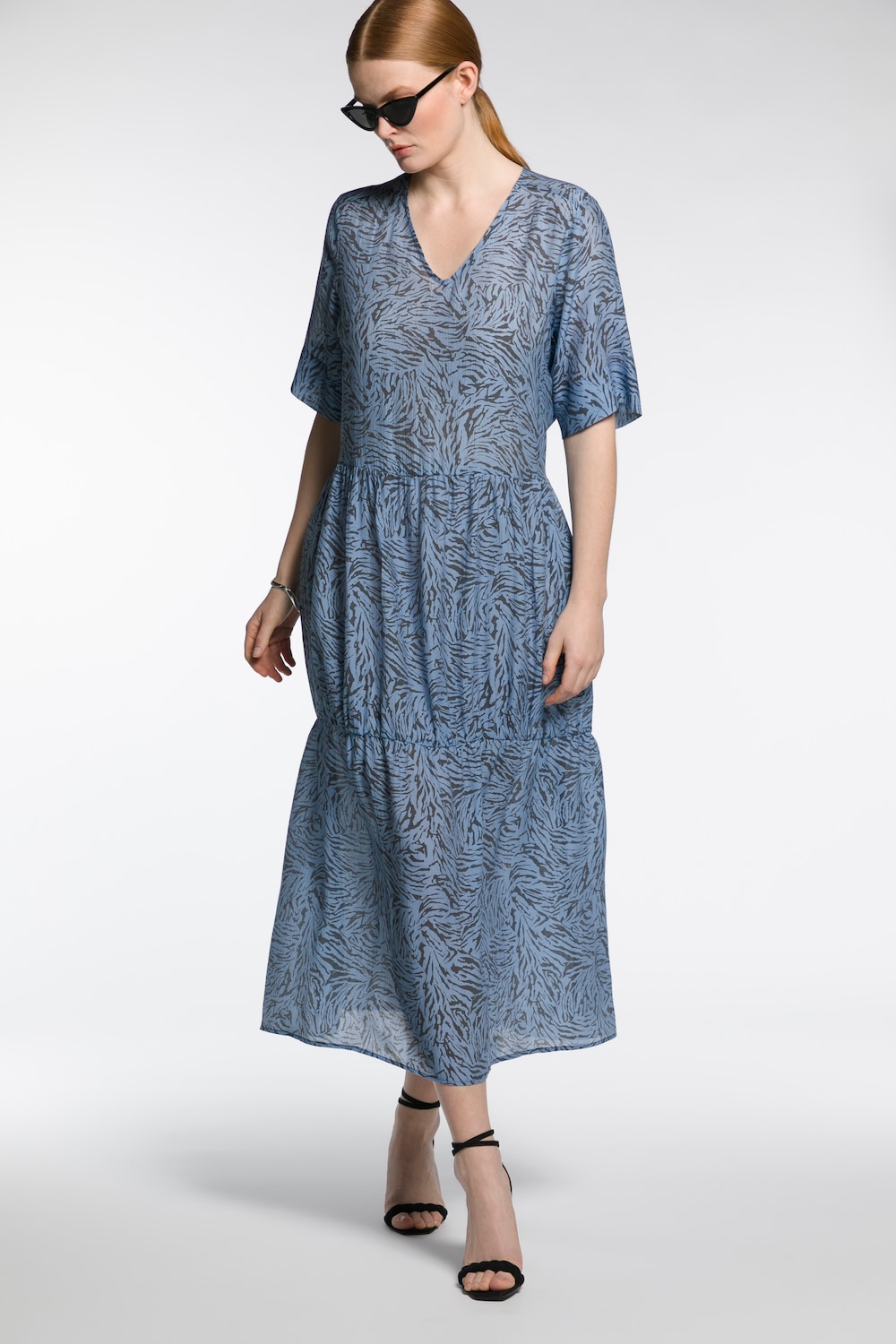 Große Größen Lyocell-Kleid, Damen, blau, Größe: 58/60, Viskose/Synthetische Fasern/Polyester, Ulla Popken