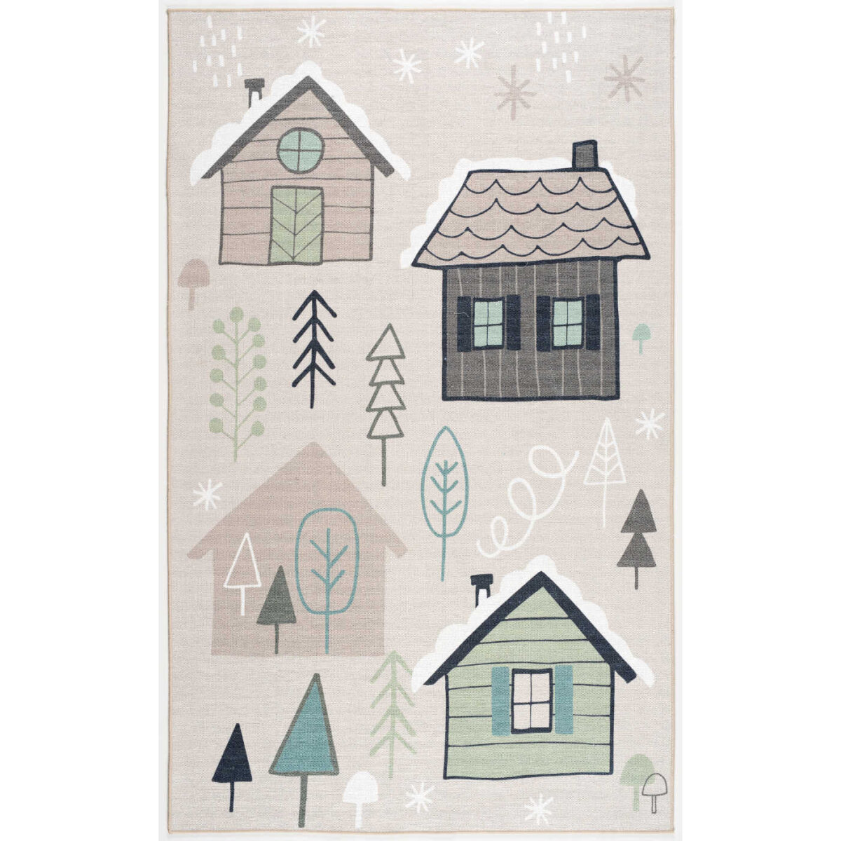 ScandicLiving Kinderteppich 100x160 cm Häuser natur/multi