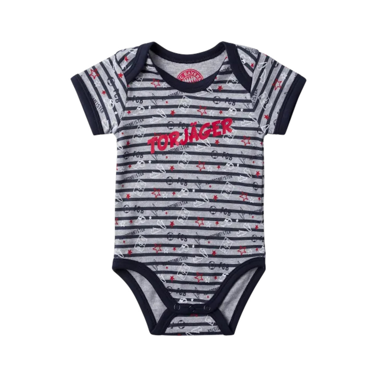 FC Bayern München Baby Body Torjäger navy/grau-melange 50/56