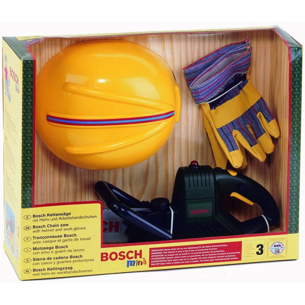 Theo Klein Bosch 8435 WerkerSet - Kettensäge mit Helm und Handschuhe