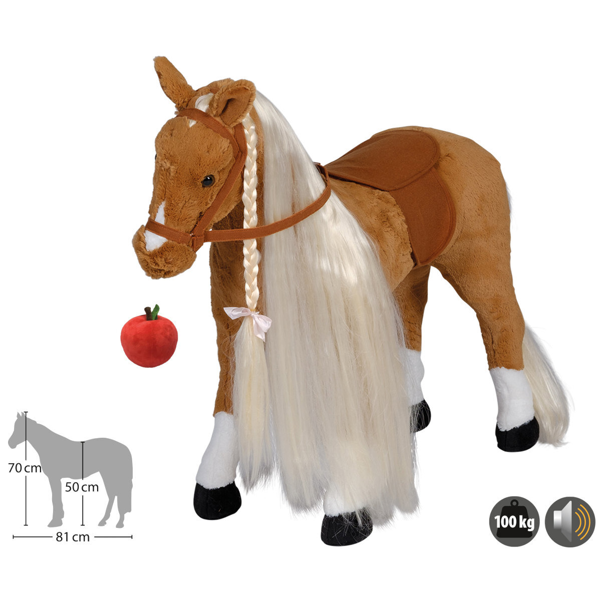 Happy People Stehpferd Haflinger Pferd mit Sound und Apfel