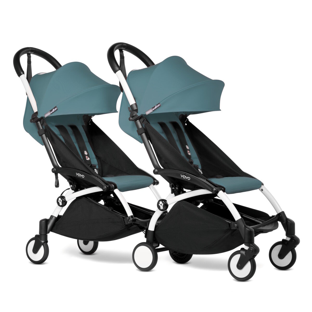 BABYZEN Geschwisterwagen YOYO² 6+ mit YOYO connect 6+ weiß aqua