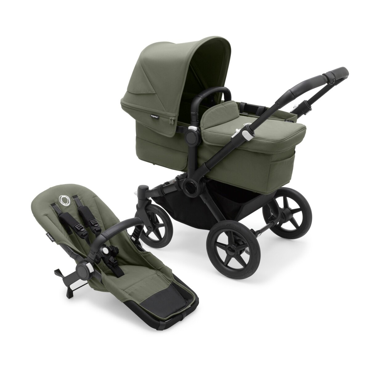 Bugaboo Donkey 5 Mono Kombikinderwagen Komplett Schwarz - Waldgrün