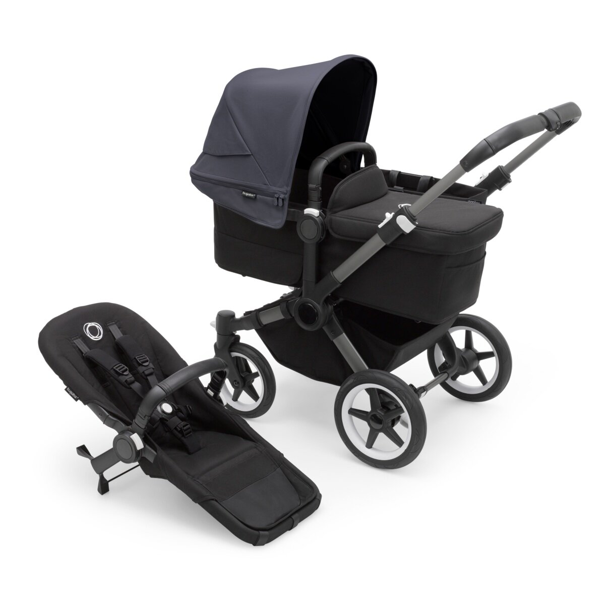 Bugaboo Donkey 5 Mono Mix & Match Kinderwagen Graphit - Mitternachtsschwarz Sturmblau