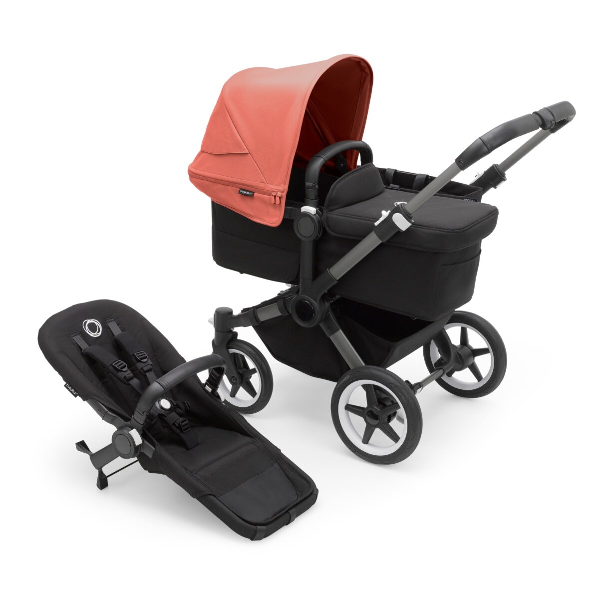 Bugaboo Donkey 5 Mono Mix & Match Kinderwagen Graphit - Mitternachtsschwarz Morgenrot