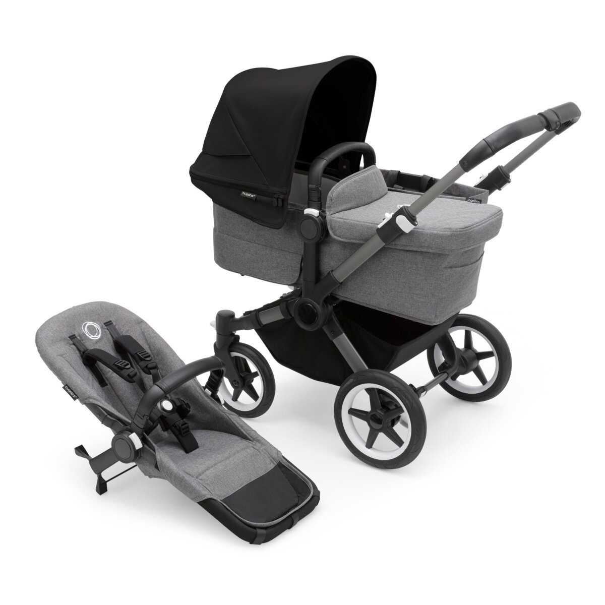 Bugaboo Donkey 5 Mono Mix & Match Kinderwagen Graphit - Grau Meliert Mitternachtsschwarz