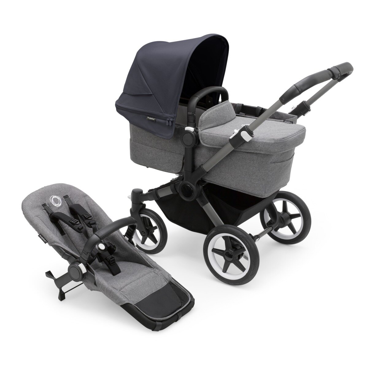 Bugaboo Donkey 5 Mono Mix & Match Kinderwagen Graphit - Grau Meliert Sturmblau