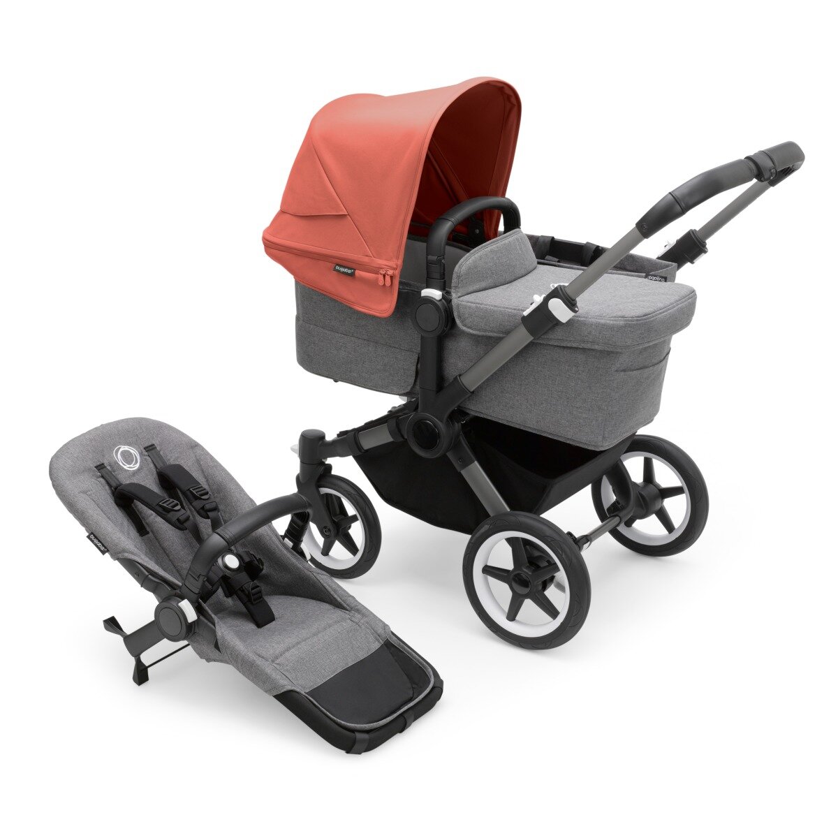 Bugaboo Donkey 5 Mono Mix & Match Kinderwagen Graphit - Grau Meliert Morgenrot