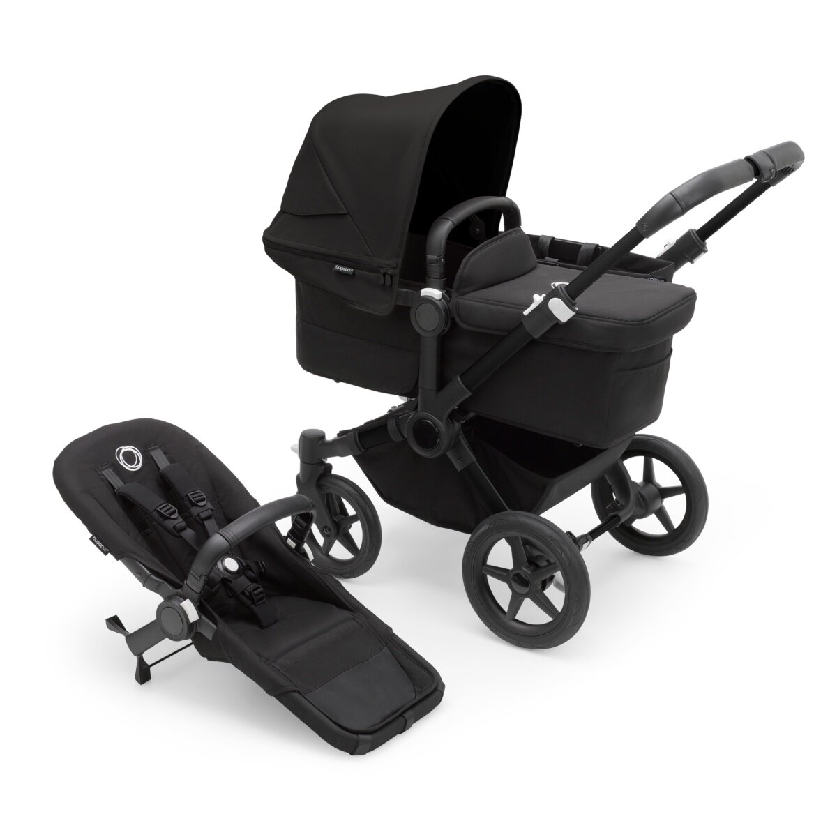 Bugaboo Donkey 5 Mono Mix & Match Kinderwagen Schwarz - Mitternachtsschwarz Mitternachtsschwarz