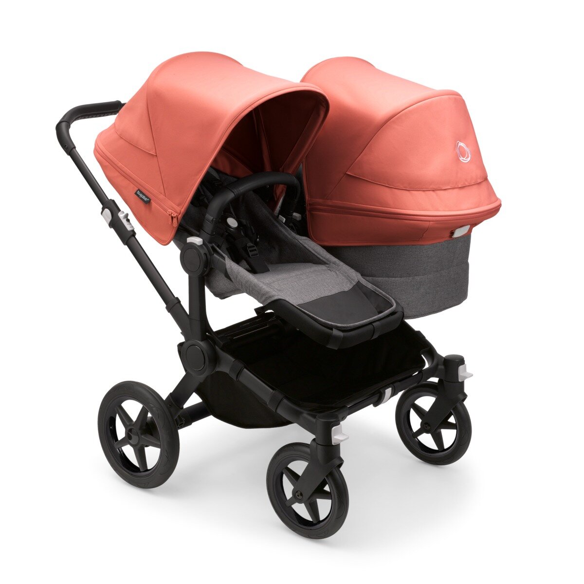 Bugaboo Donkey 5 Duo Mix & Match Geschwisterkinderwagen Schwarz - Grau Meliert Morgenrot