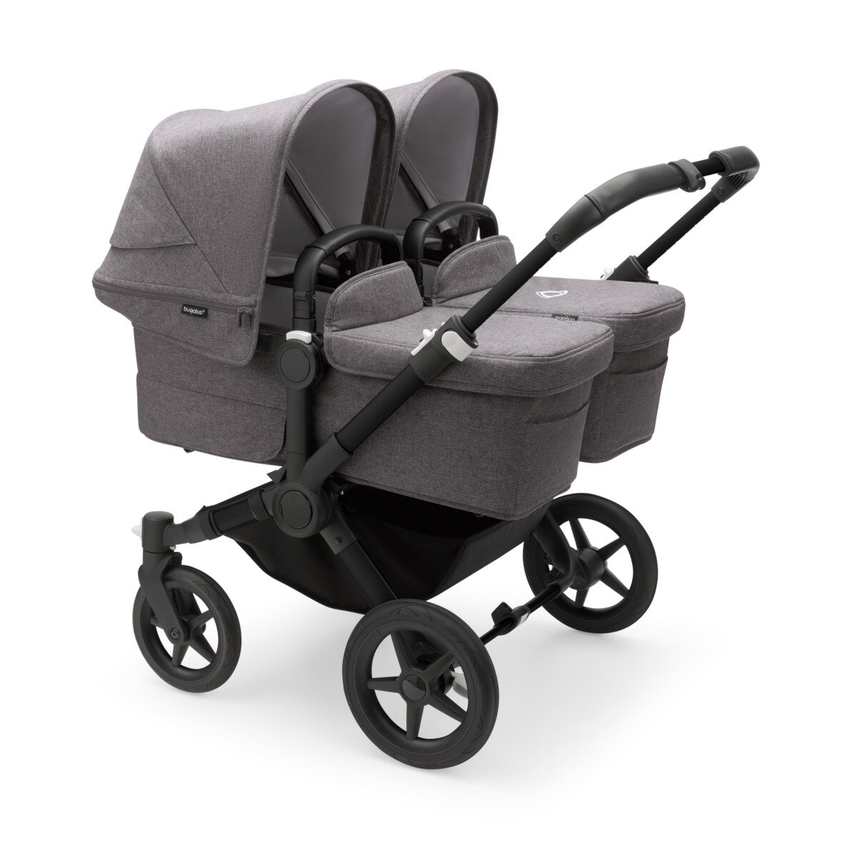 Bugaboo Donkey 5 Twin Mix & Match Zwillingskinderwagen Schwarz - Grau Meliert Grau Meliert