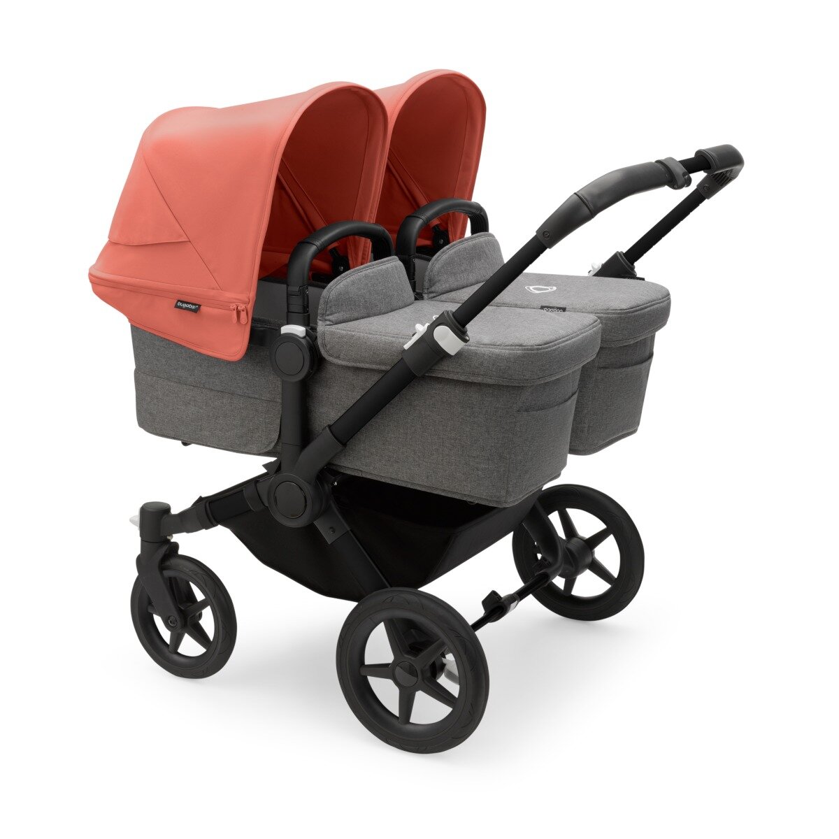 Bugaboo Donkey 5 Twin Mix & Match Zwillingskinderwagen Schwarz - Grau Meliert Morgenrot