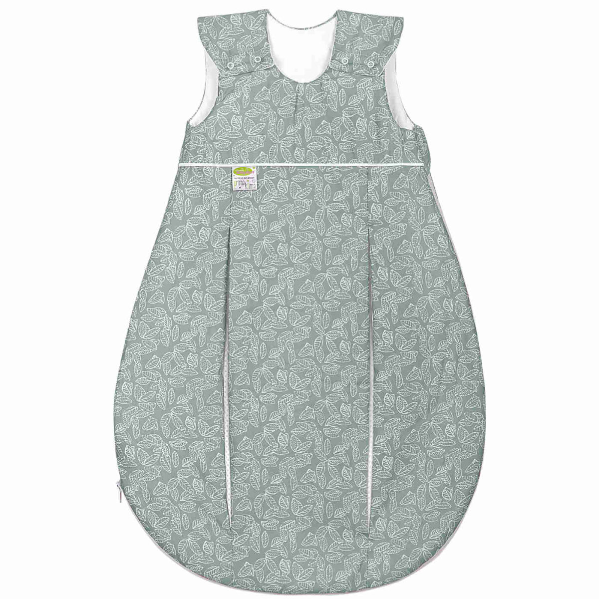 Odenwälder Schlafsack Prima Klima Jersey White Leaves Grey 70 cm