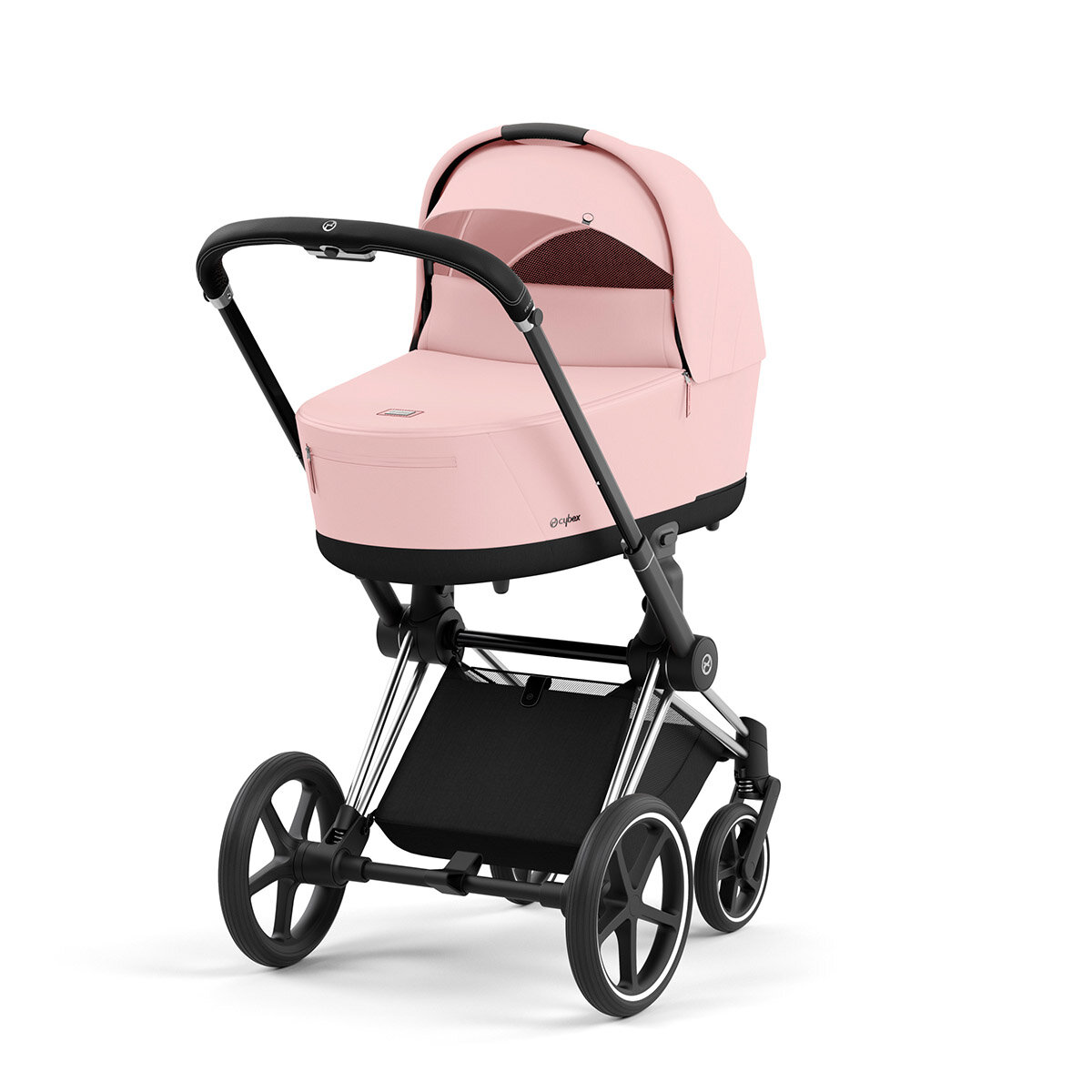Cybex Priam Rahmen Chrome Schwarz und Lux Peach Pink Kollektion 2024