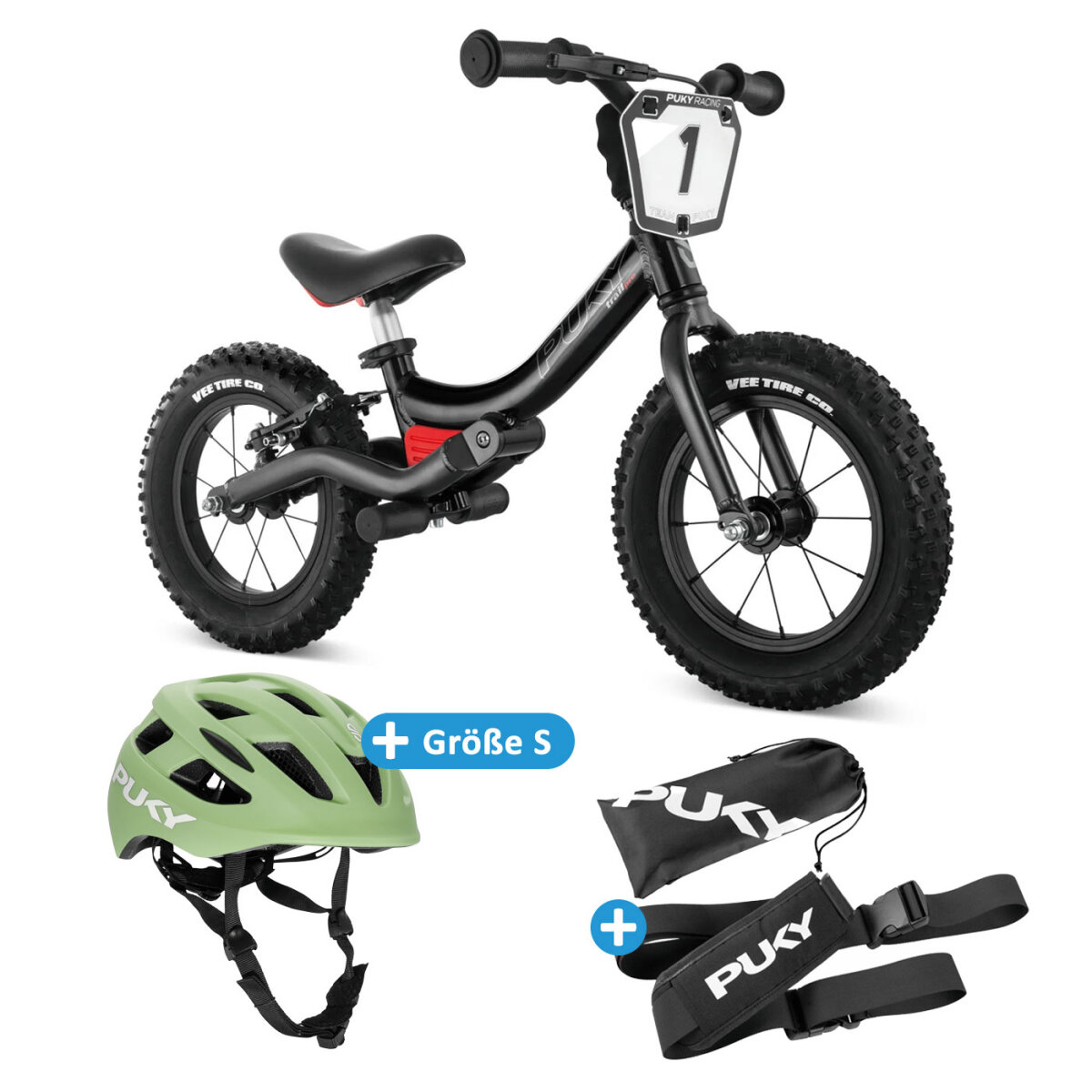 Puky LR Trail Pro Bundle mit Helm und Tragegurt | Größe: S, Farbe: Retro Green