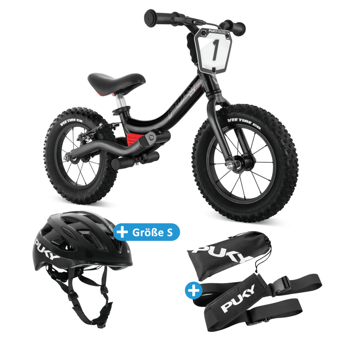 Puky LR Trail Pro Bundle mit Helm und Tragegurt | Größe: S, Farbe: Black