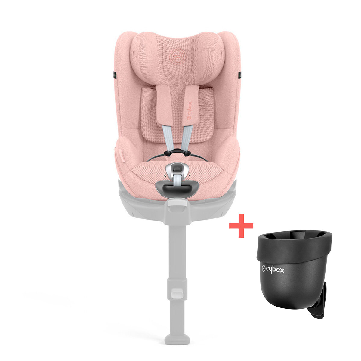 Cybex Kindersitz Sirona T I-Size Plus + Getränkehalter Peach Pink