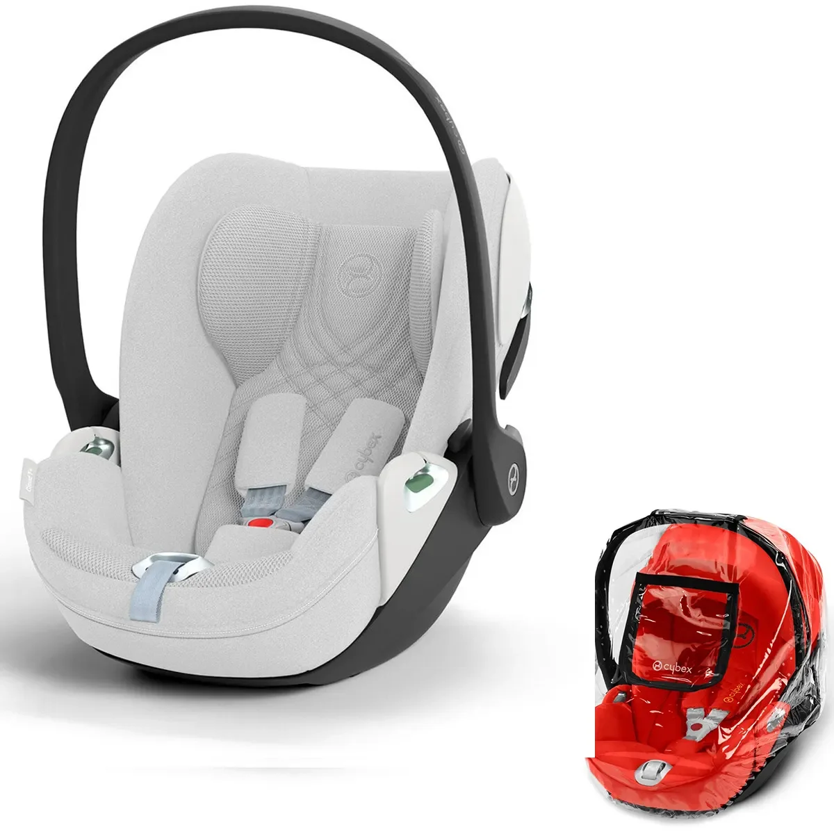 Cybex Babyschale Cloud T i-Size Plus + Regenverdeck Platinum White